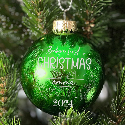 Glass Ball Ornaments "Baby's First Christmas (ver2)"