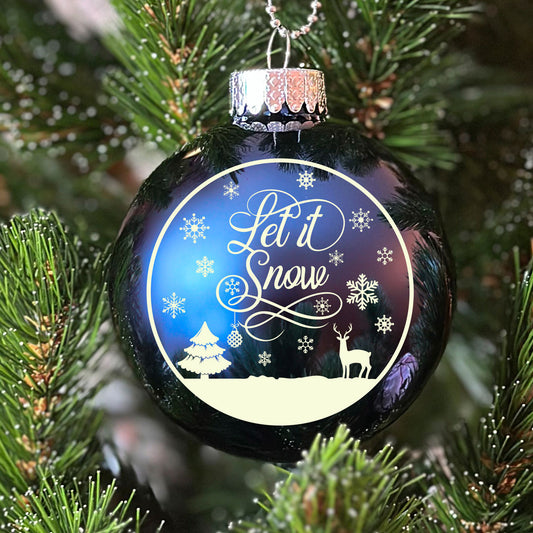 Glass Ball Ornaments "Let it snow"