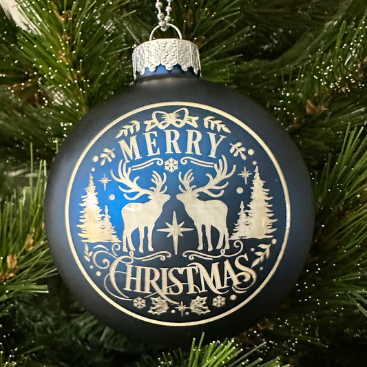 Glass Ball Ornaments "Merry Christmas"