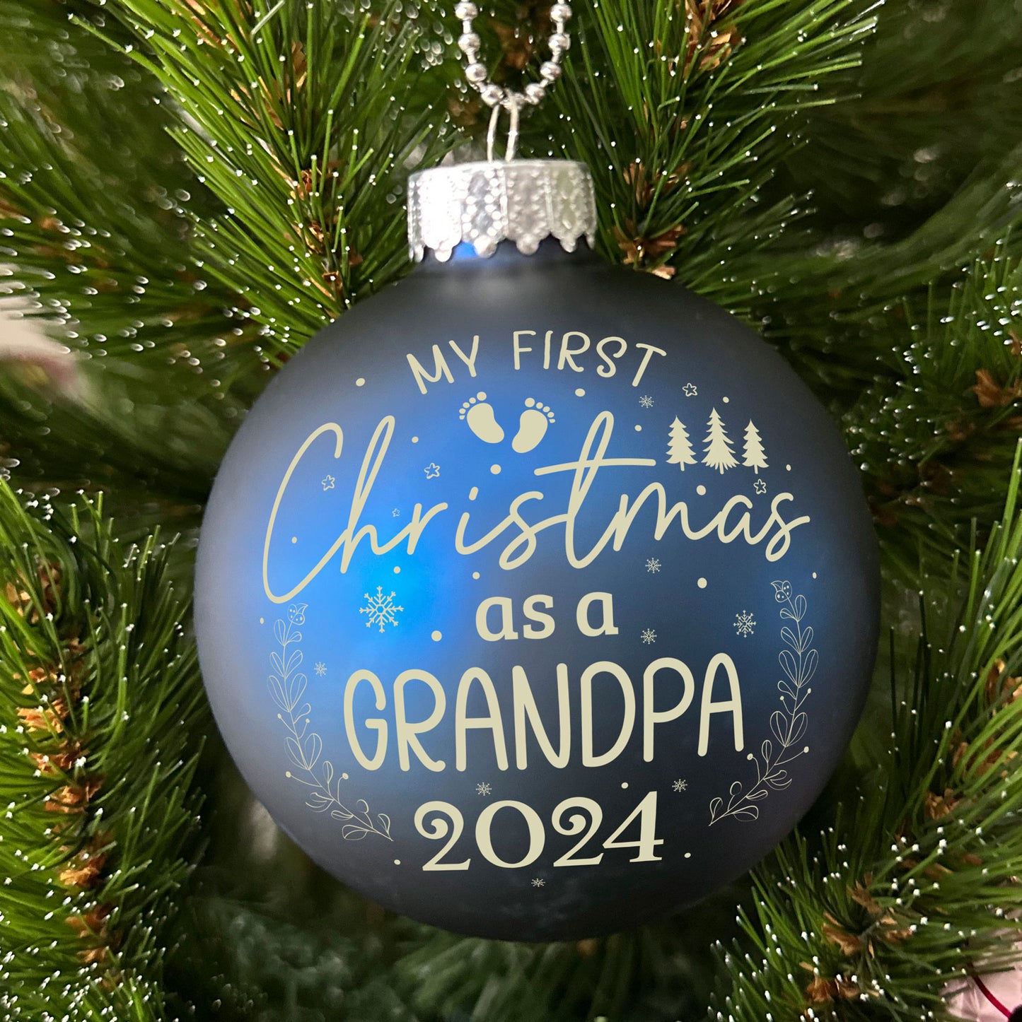 Glass Ball Ornaments "First Christmas as Grandpa"