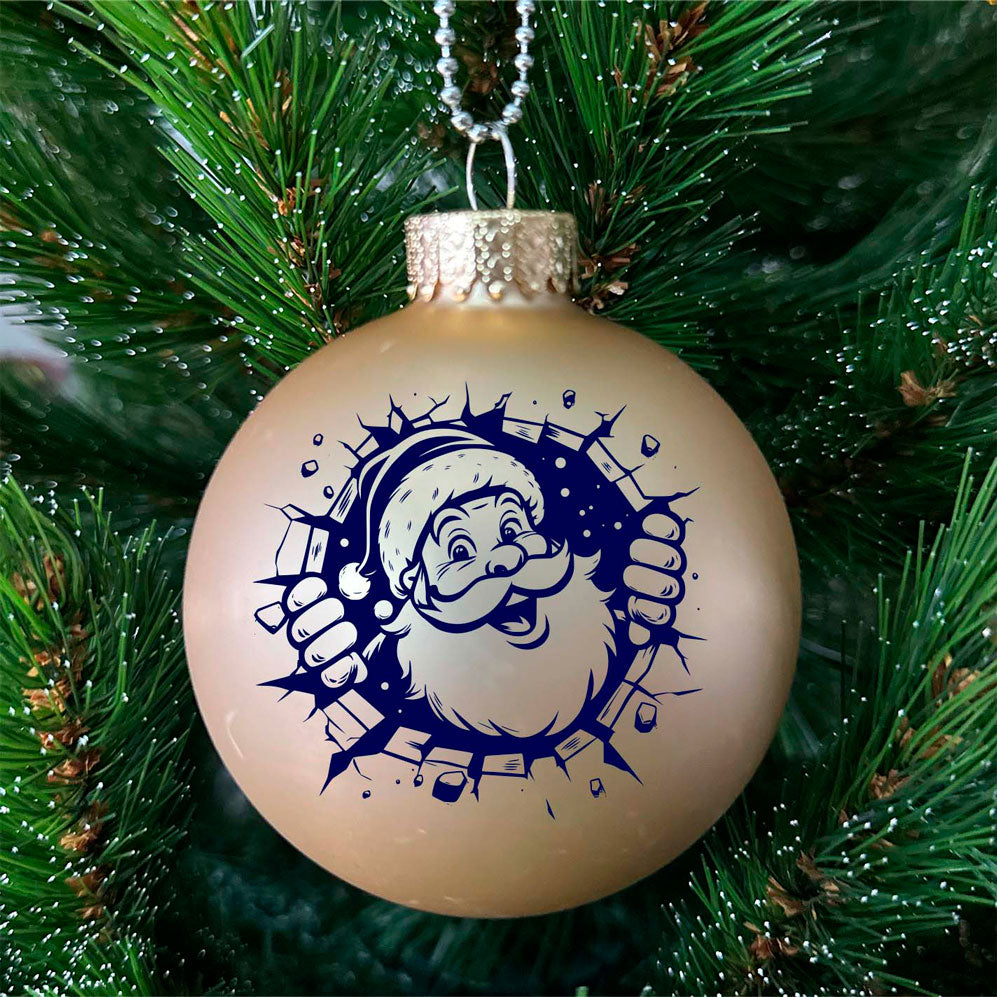 Glass Ball Ornaments "Santa break through"