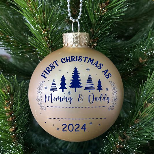 Glass Ball Ornaments "First Christmas as M&D"